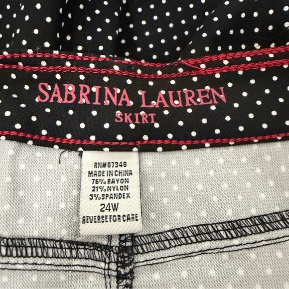 Sabrina Lauren Mini Skirt Black White Polka Dot Stretch Pocket Preppy Classic - Picture 9 of 14